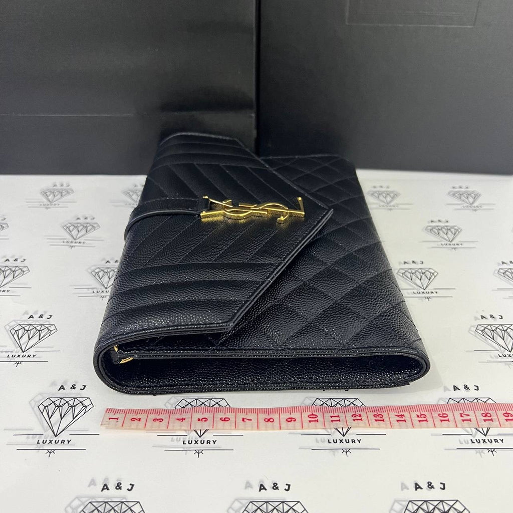 [BRAND NEW] Yves Saint Laurent Envelope Pouch in Black Mix Matelasse Poudre GHW