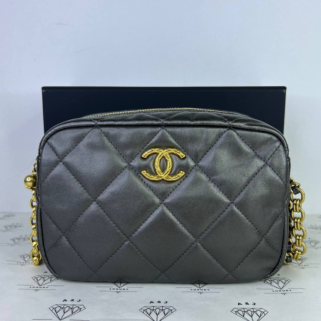 [PRE LOVED] Chanel Seasonal Jewel Camera Bag in Iridescent Gray Calfskin Leather GHW (microchipped)