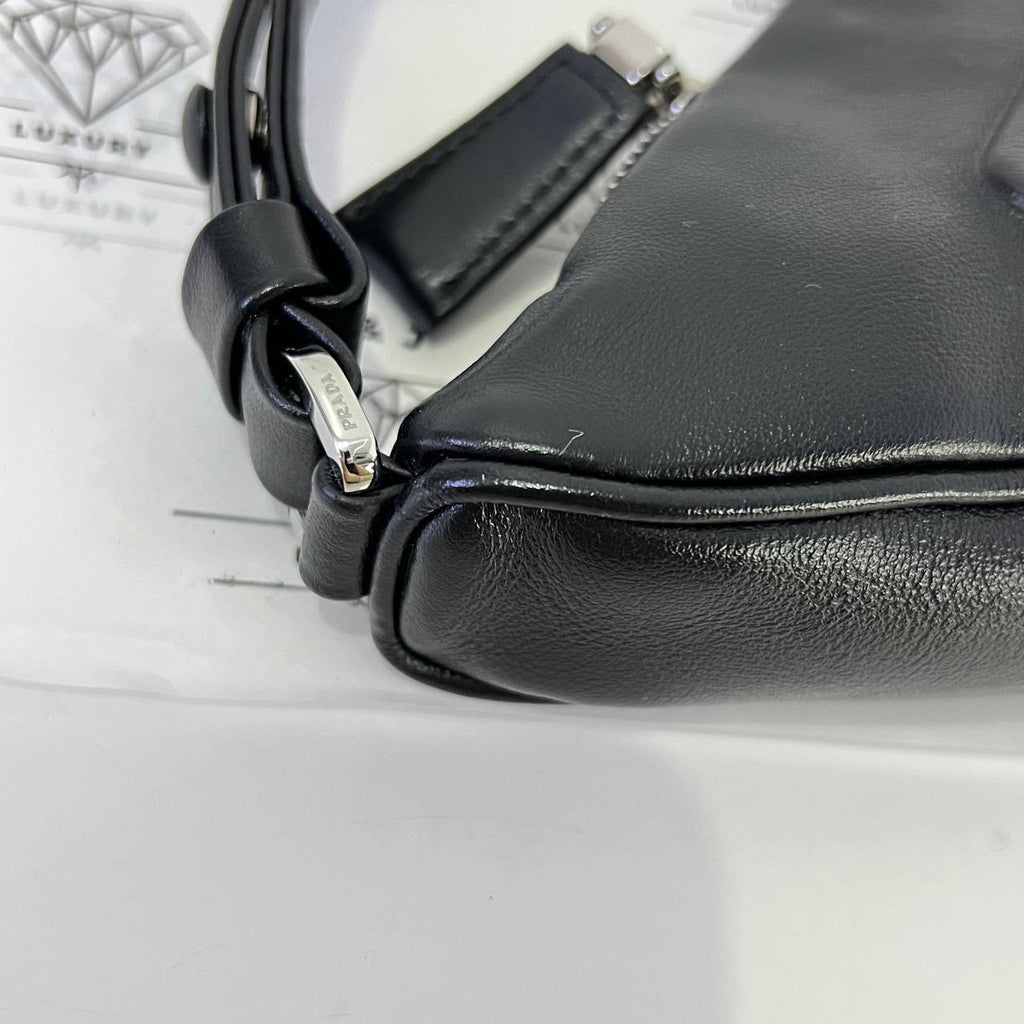 [PRE LOVED] Prada 1NQ043 Triangle Shoulder Bag in Black Grace Lux Leather SHW