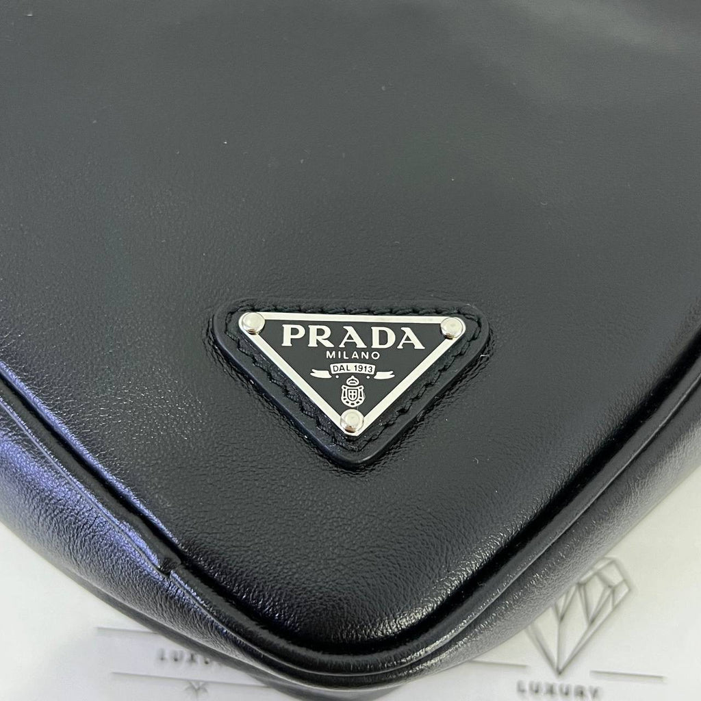 [PRE LOVED] Prada 1NQ043 Triangle Shoulder Bag in Black Grace Lux Leather SHW