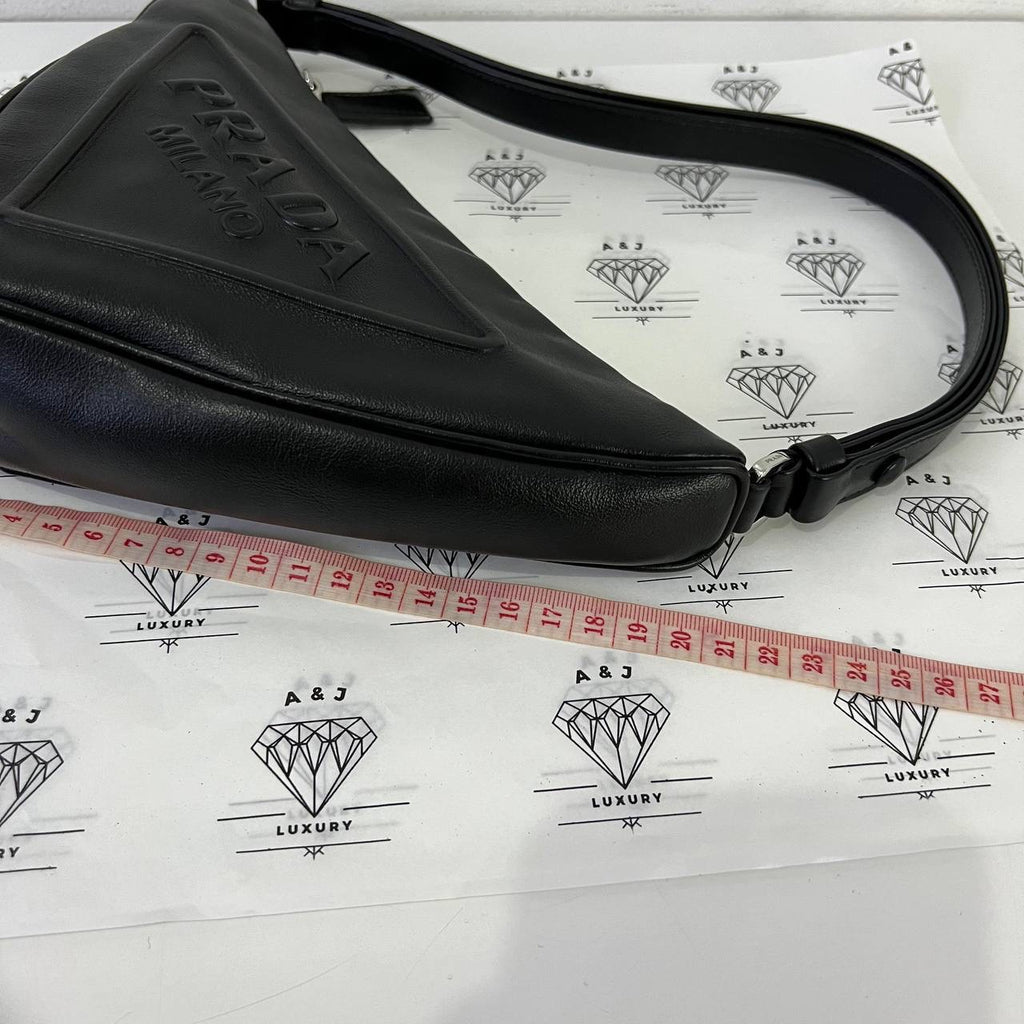 [PRE LOVED] Prada 1NQ043 Triangle Shoulder Bag in Black Grace Lux Leather SHW