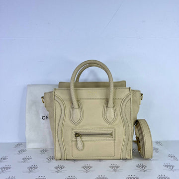 [PRE LOVED] Celine Nano Luggage in Light Beige Drummed Leather SHW