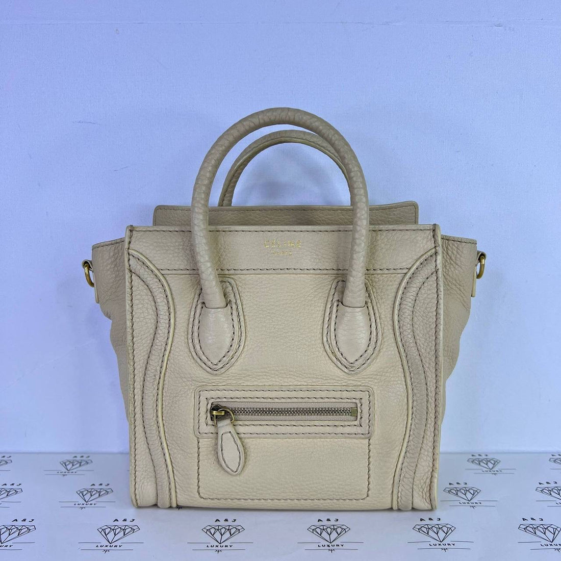 [PRE LOVED] Celine Nano Luggage in Light Beige Drummed Leather SHW