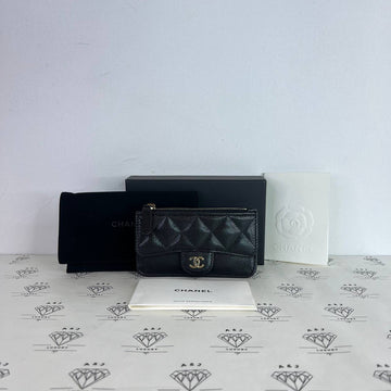 [PRE LOVED] Chanel Zip and Flap Cardholder in Black Caviar Leather GHW (microchipped)