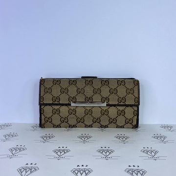 [PRE LOVED] Gucci Canvass Long Wallet in Brown SHW