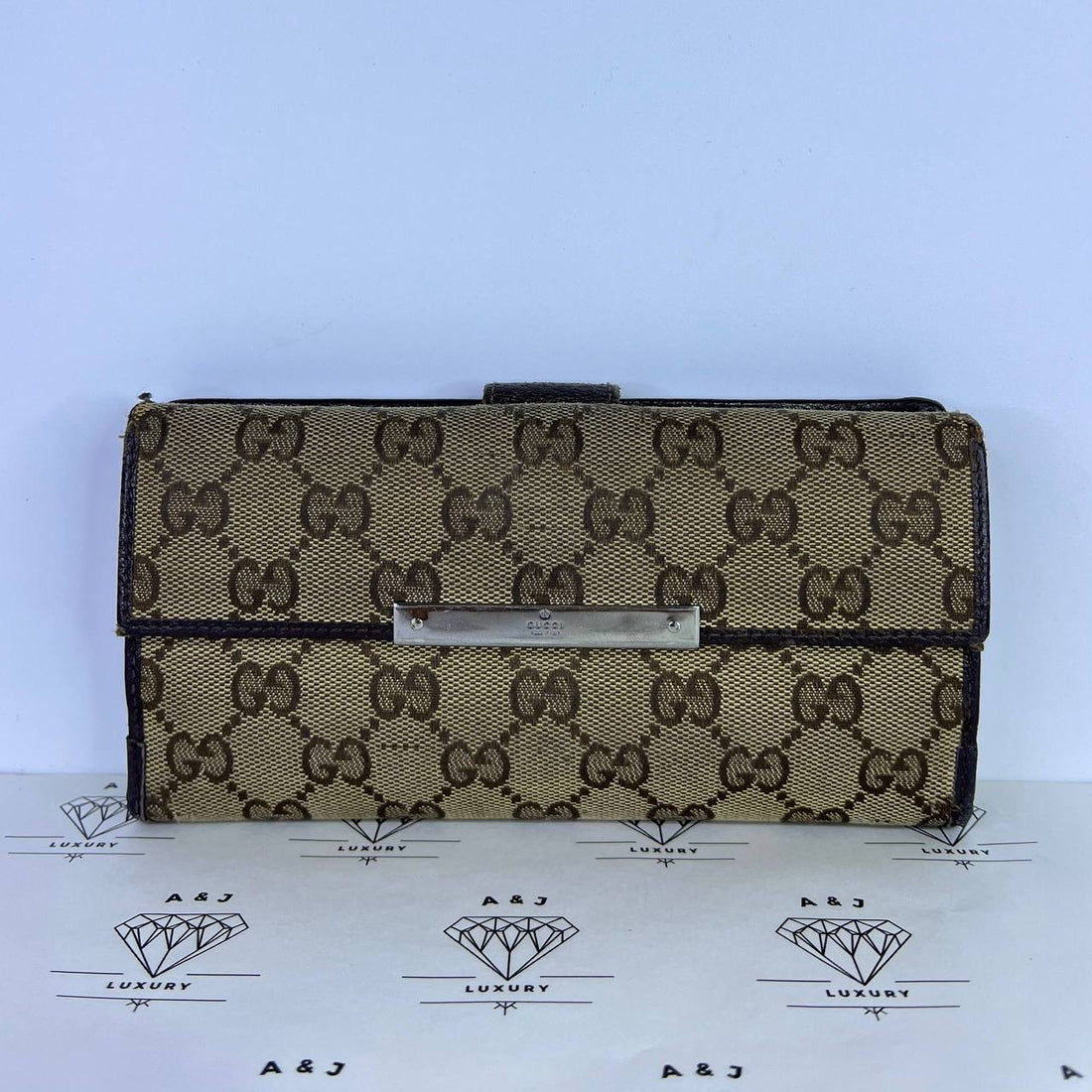 [PRE LOVED] Gucci Canvass Long Wallet in Brown SHW