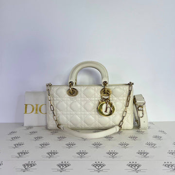 [PRE LOVED] Christian Dior Medium D-Joy in Latte Cannage Lambskin Leather GHW (2022)