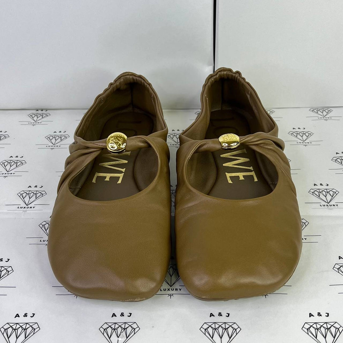 [PRE LOVED] Loewe Pebble Ballerina Flats in Brown Size 39EU