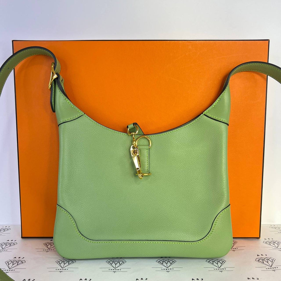 [PRE LOVED] Hermes Sac Trim Duo 24 in Vert Criquet Evercolor Leather GHW (Stamp Y - 2020)