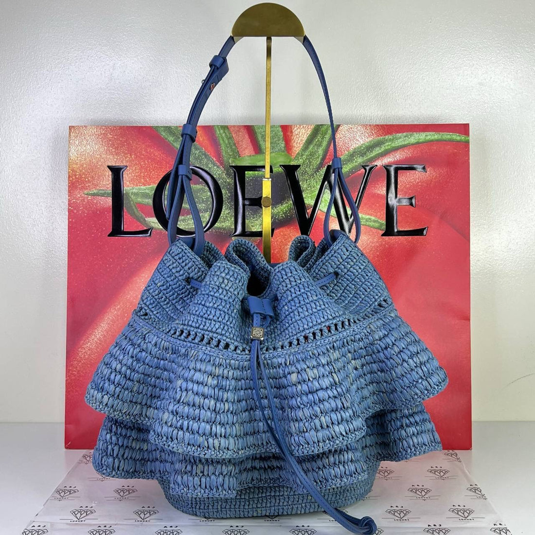 [PRE LOVED] Loewe Balloon Ruffles Bucket Bag in Iris Blue
