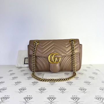 [PRE LOVED] Gucci Small Marmont Flap in Beige GHW