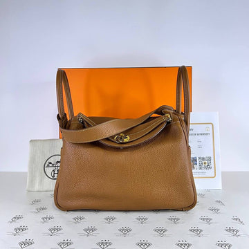 [PRE LOVED] Hermes Lindy 30 in Gold Clemence Leather GHW (Stamp C - 2018)