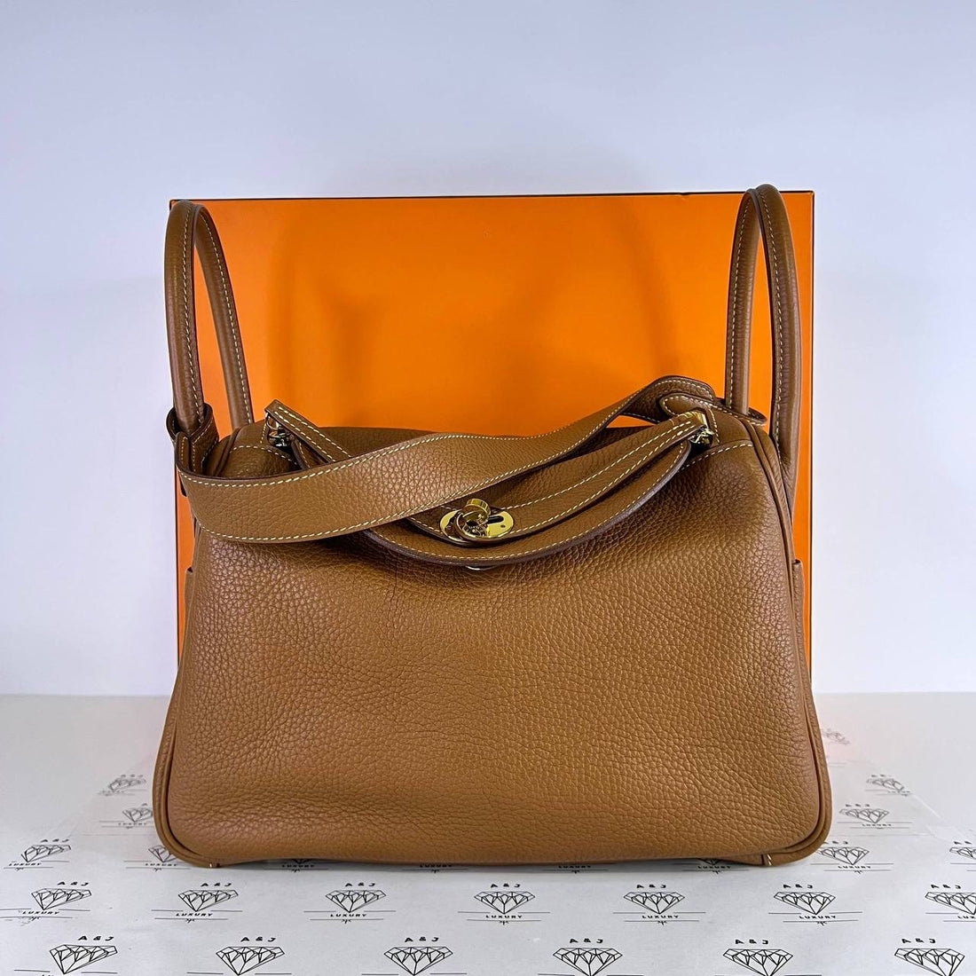[PRE LOVED] Hermes Lindy 30 in Gold Clemence Leather GHW (Stamp C - 2018)