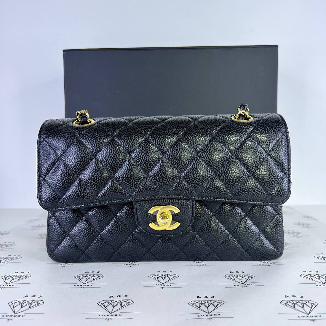 [PRE LOVED] Chanel Small Classic Double Flap in Black Caviar Leather GHW (microchipped)