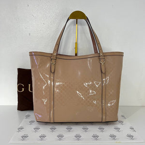 [PRE LOVED] Gucci Guccissima Patent Leather Tote in Pink GHW