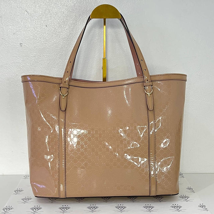 [PRE LOVED] Gucci Guccissima Patent Leather Tote in Pink GHW