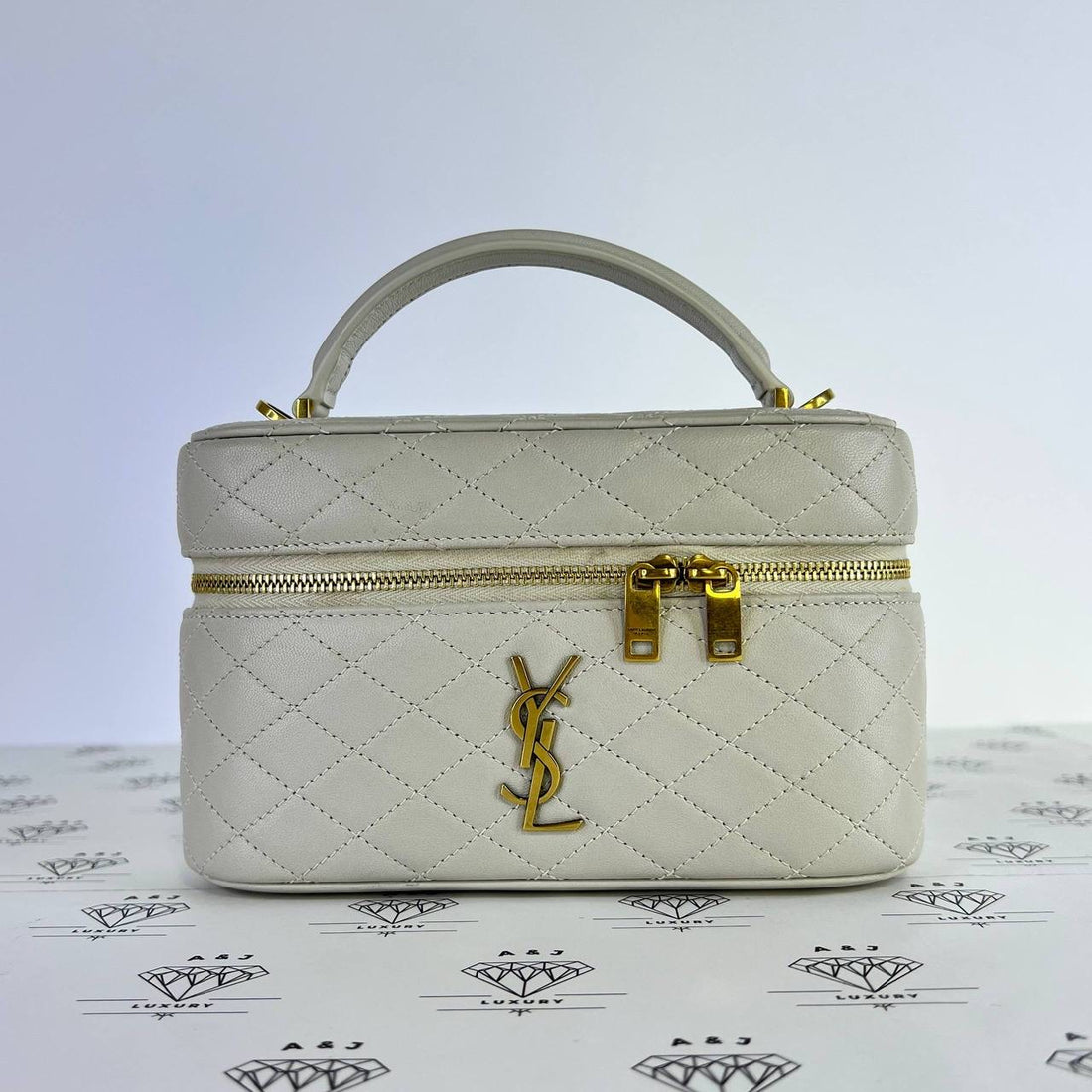 [PRE LOVED] YSL Medium Gaby Vanity in White Lambskin Leather GHW