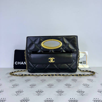 [PRE LOVED] Chanel Mini Clutch Flap Bag in Black Lambskin Leather GHW (microchipped)