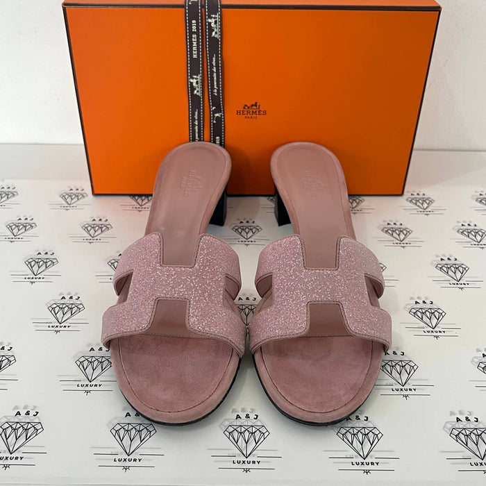[PRE LOVED] Hermes Oasis Sandals in Pink Suede and Crystal Size 40EU