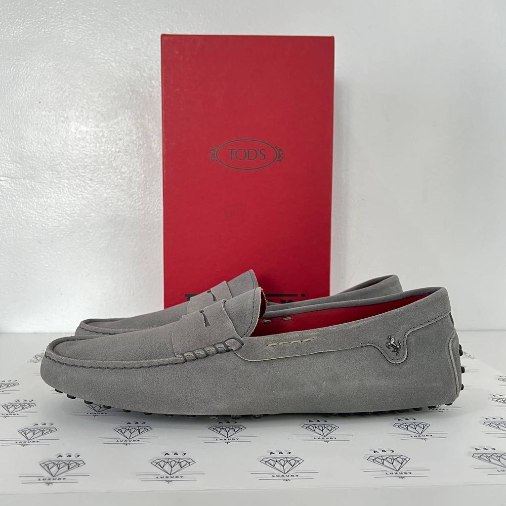 [PRE LOVED] Tod's x Ferrari Men's Loafers in Gray Suede Size 11