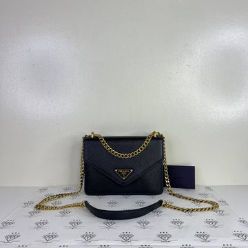 [PRE LOVED] Prada 1BD200 Flap in Black Saffiano Leather GHW