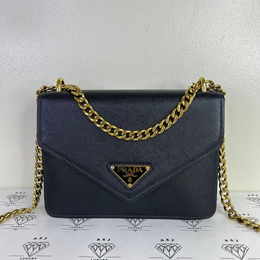 [PRE LOVED] Prada 1BD200 Flap in Black Saffiano Leather GHW