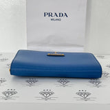 [PRE LOVED] Prada 1BP021 Wallet on Chain in Cobalto Vitello Move Leather GHW