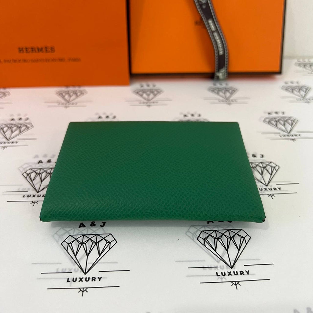 [BRAND NEW] Hermes Calvi Cardholder in Vert Vertigo/Jaune Milton PHW (Stamp W)