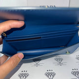 [PRE LOVED] Prada 1BP021 Wallet on Chain in Cobalto Vitello Move Leather GHW