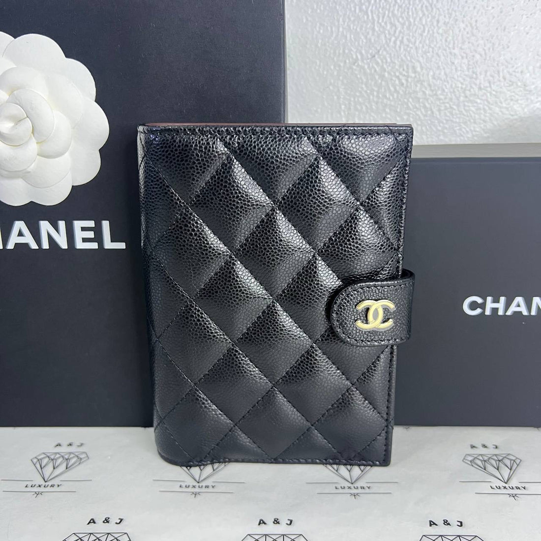 [BRAND NEW] Chanel Seasonal Compact Wallet with Passport Holder in Black Caviar GHW (microchipped)