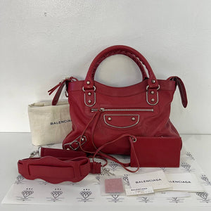 [PRE LOVED] Balenciaga Town Metallic Edge Bag in Red SHW