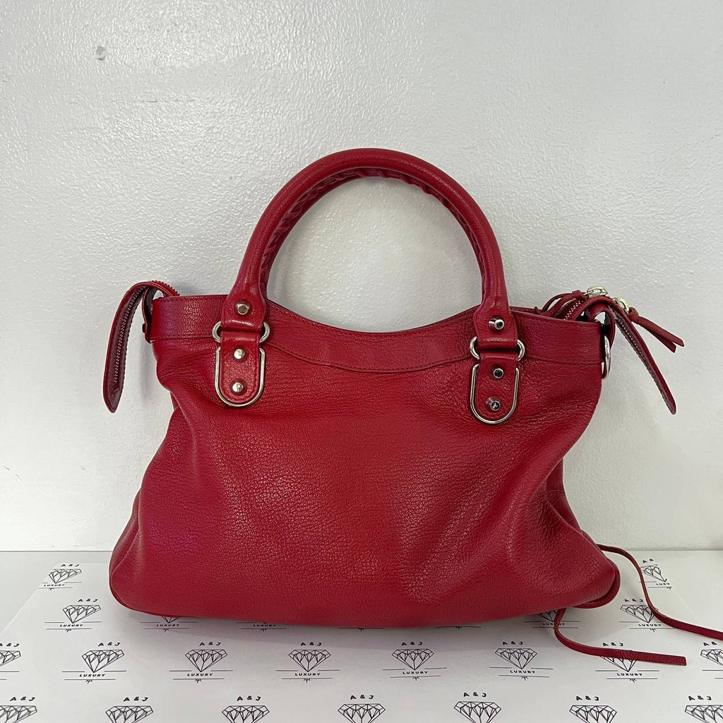 [PRE LOVED] Balenciaga Town Metallic Edge Bag in Red SHW