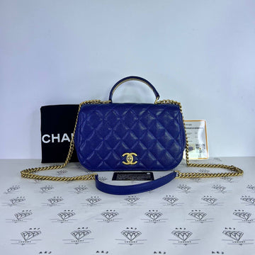 [PRE LOVED] Chanel Carry Around Flap Bag in Blue Caviar Leather Aged Gold HW (Series 24)