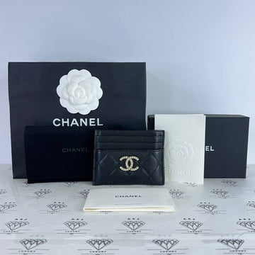 [PRE LOVED] Chanel Seasonal Flat Cardholder in Black Caviar Leather Light Gold HW (microchipped)