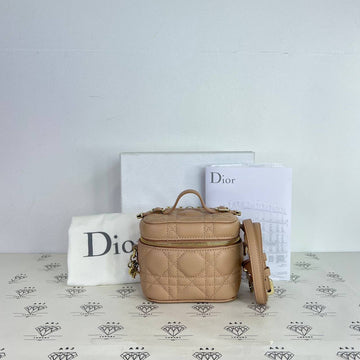 [PRE LOVED] Christian Dior Micro Vanity Case in Rose Des Vents Cannage Lambskin GHW (2021)