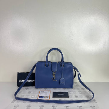[PRE LOVED] YSL Baby Cabas in Blue Grained Calfskin SHW