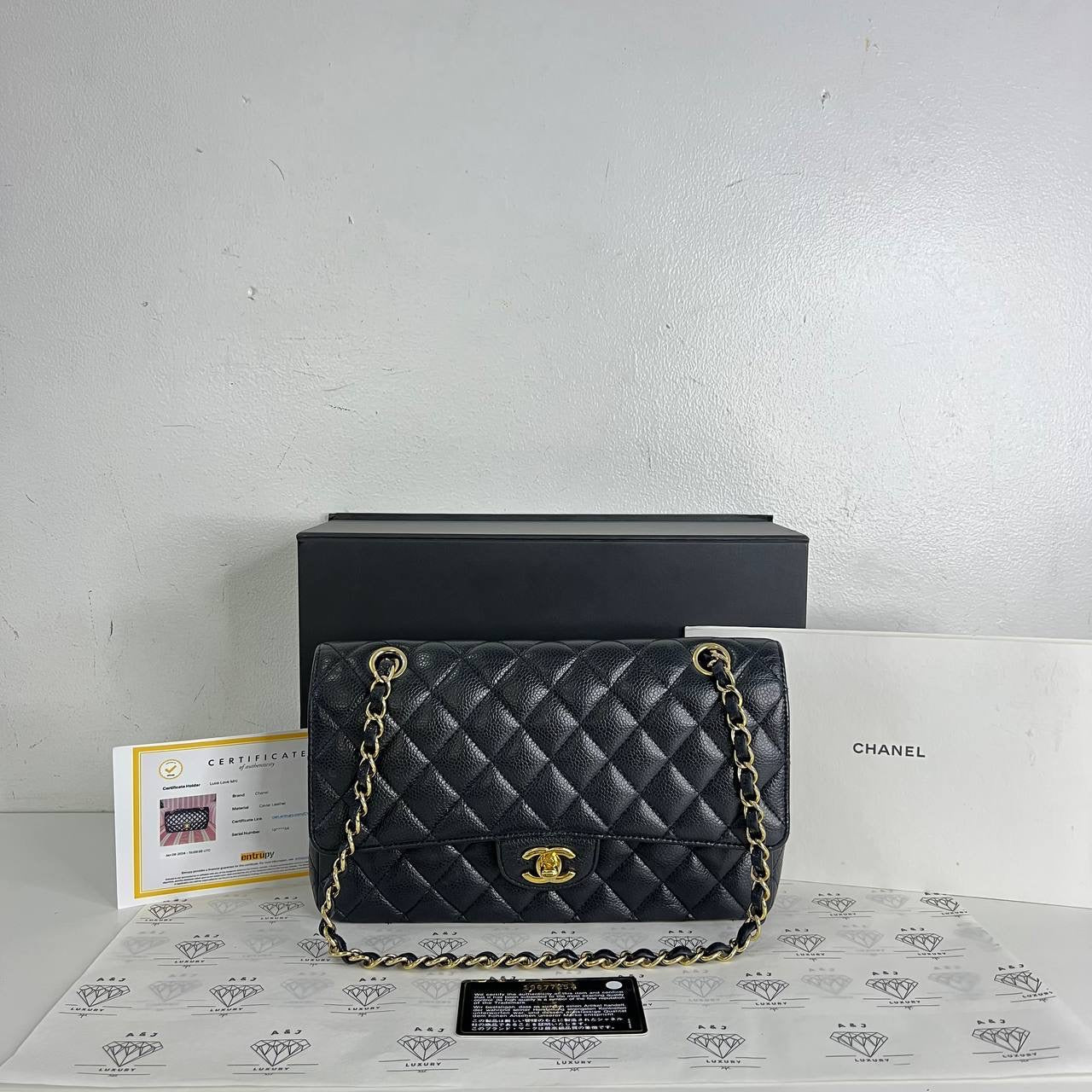 [PRE LOVED] Chanel Classic Medium Double Flap in Black Caviar GHW (Series 19)