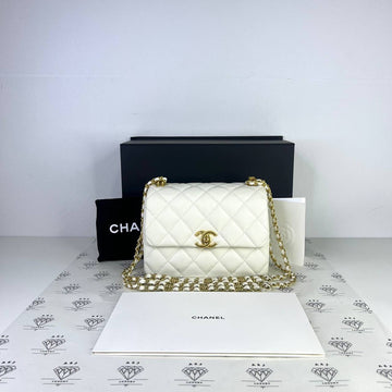 [PRE LOVED] Chanel Mini Coco First in White Caviar Leather GHW (microchipped)