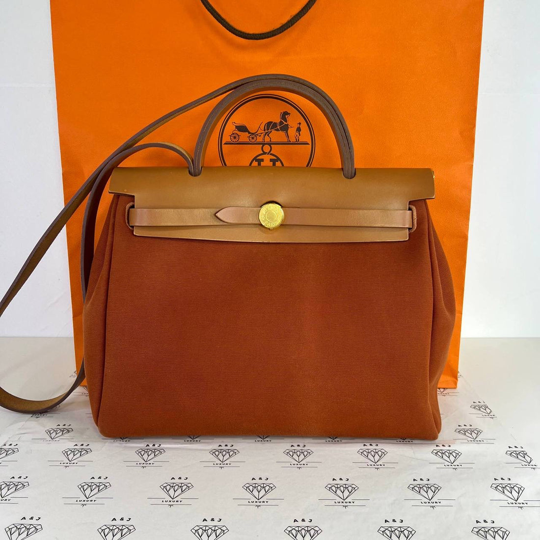 [PRE LOVED] Hermes Herbag Zip 31 Verso in Cuivre/Orange Fauve GHW (Stamp U - 2022)