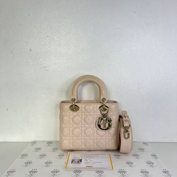 [PRE LOVED] Christian Dior Small Lady D in Light Pink Cannage Lambskin Light Gold HW (2017)
