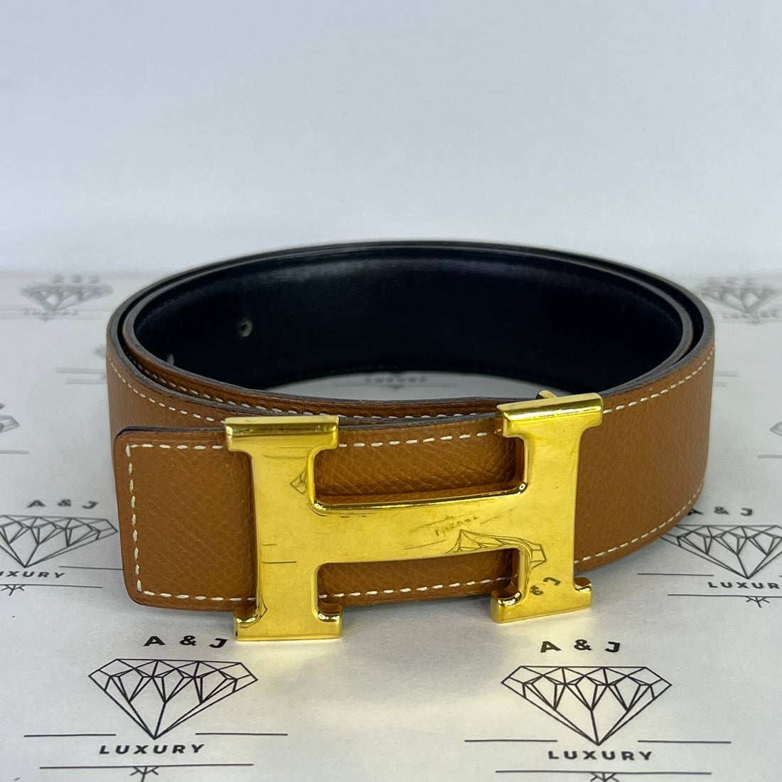 [PRE LOVED] Hermes Reversible Belt in Black/Gold GHW Size 65 (Stamp Z Circle - 1996)