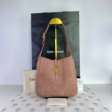 [PRE LOVED] YSL Small Le 5 A 7 Shoulder Bag in Rose Suede GHW (2025)