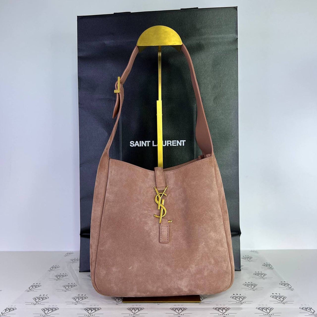 [PRE LOVED] YSL Small Le 5 A 7 Shoulder Bag in Rose Suede GHW (2025)