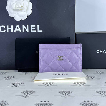 [PRE LOVED] Chanel Flat Cardholder in Lilac Purple Caviar Leather SHW (microchipped)