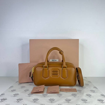 [PRE LOVED] Miu Miu Mini Arcadie in Cognac Calfskin Leather GHW