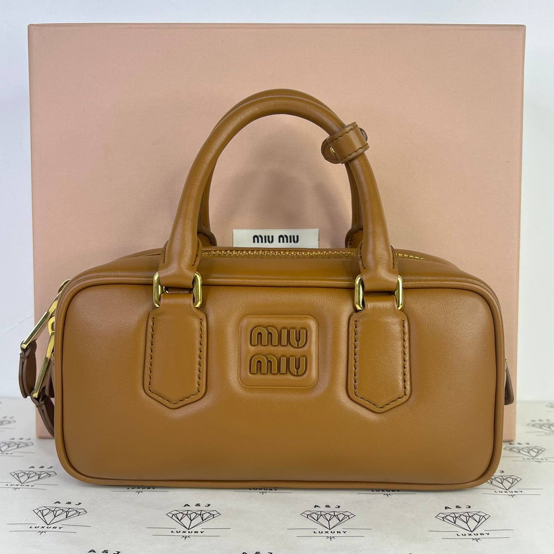 [PRE LOVED] Miu Miu Mini Arcadie in Cognac Calfskin Leather GHW