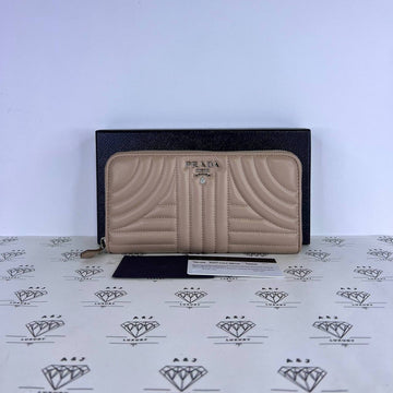 [PRE LOVED] Prada 1ML506 Long Wallet in Cipria Soft Calf Impuntu SHW