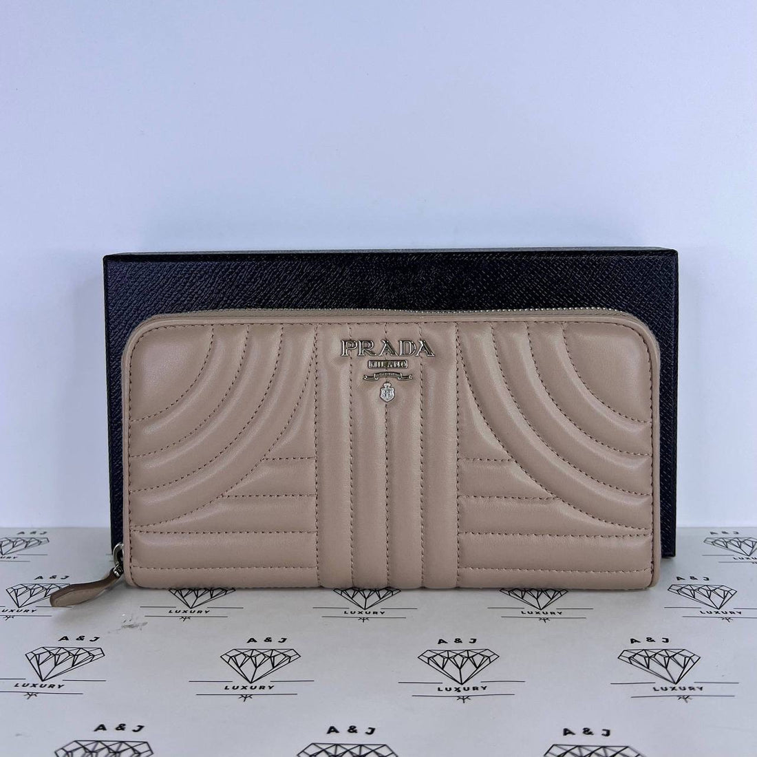 [PRE LOVED] Prada 1ML506 Long Wallet in Cipria Soft Calf Impuntu SHW