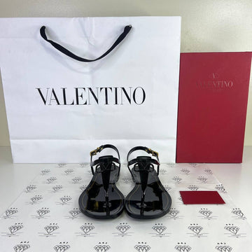 [PRE LOVED] Valentino PVC Thong Sandals in Black Size 38EU