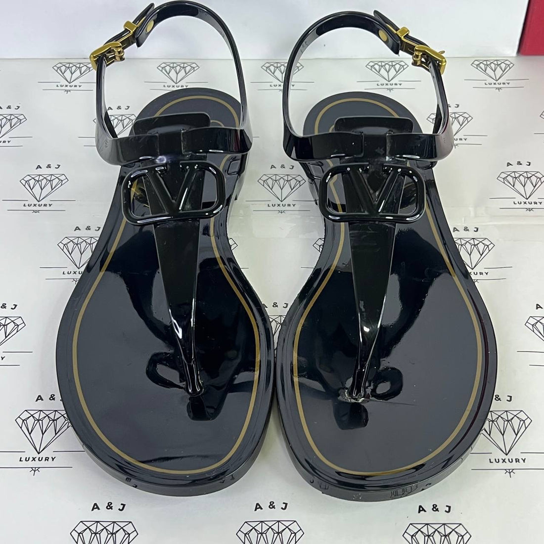 [PRE LOVED] Valentino PVC Thong Sandals in Black Size 38EU